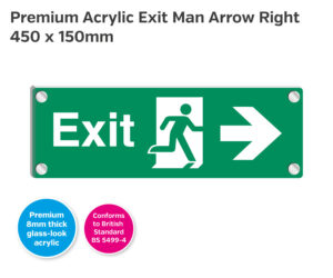 es411 premium acrylic exit man arrow right 450x150