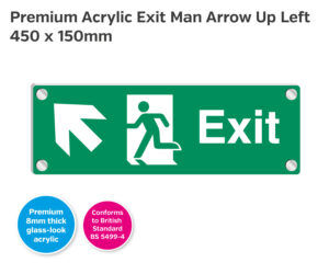 es414 premium acrylic exit man arrow up left 450x150