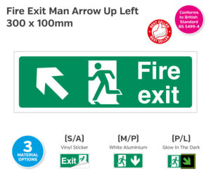 es620 fire exit man arrow up left 300x100