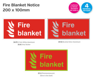 fs142-268-143-144 fire blanket notice 200x100