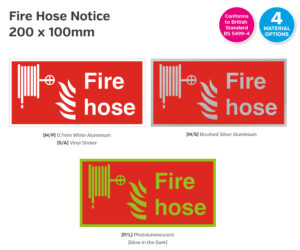 fs145-264-146-147 fire hose notice 200x100