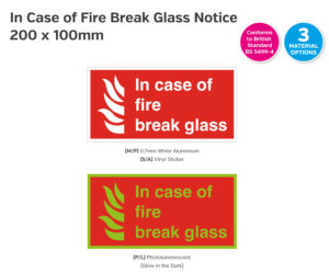 fs160-161-162 in case of fire break glass notice 200x100