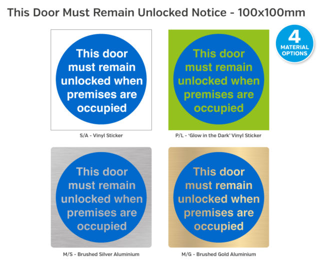 ms224 this door must remain unlocked 100x100