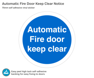 ms226 automatic fire door keep clear 75mm sticker