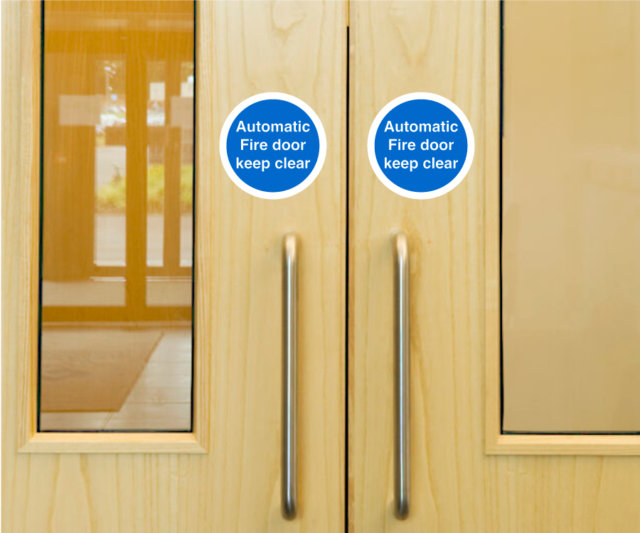 ms226 automatic fire door keep clear 75mm sticker