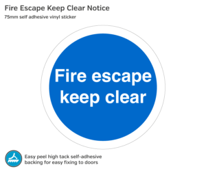 ms230 fire escape keep clear 75mm sticker