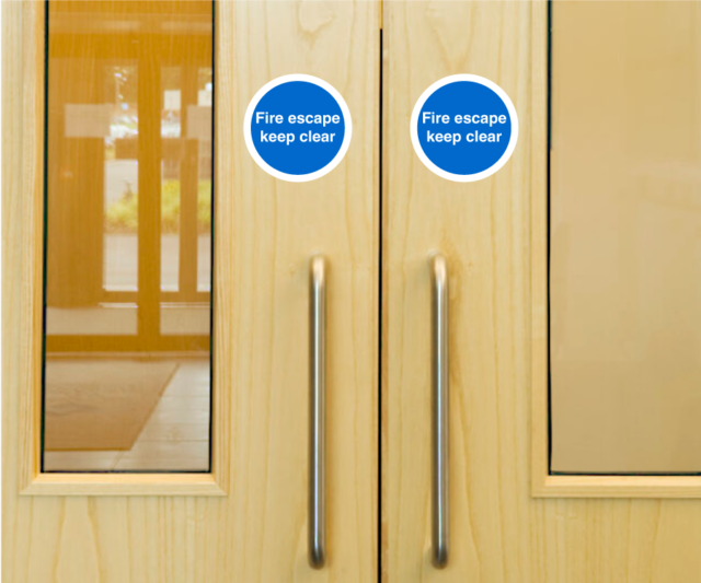 ms230 fire escape keep clear 75mm sticker