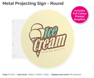 `pcs001 projecting sign round