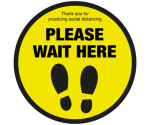 please wait here foot print 2