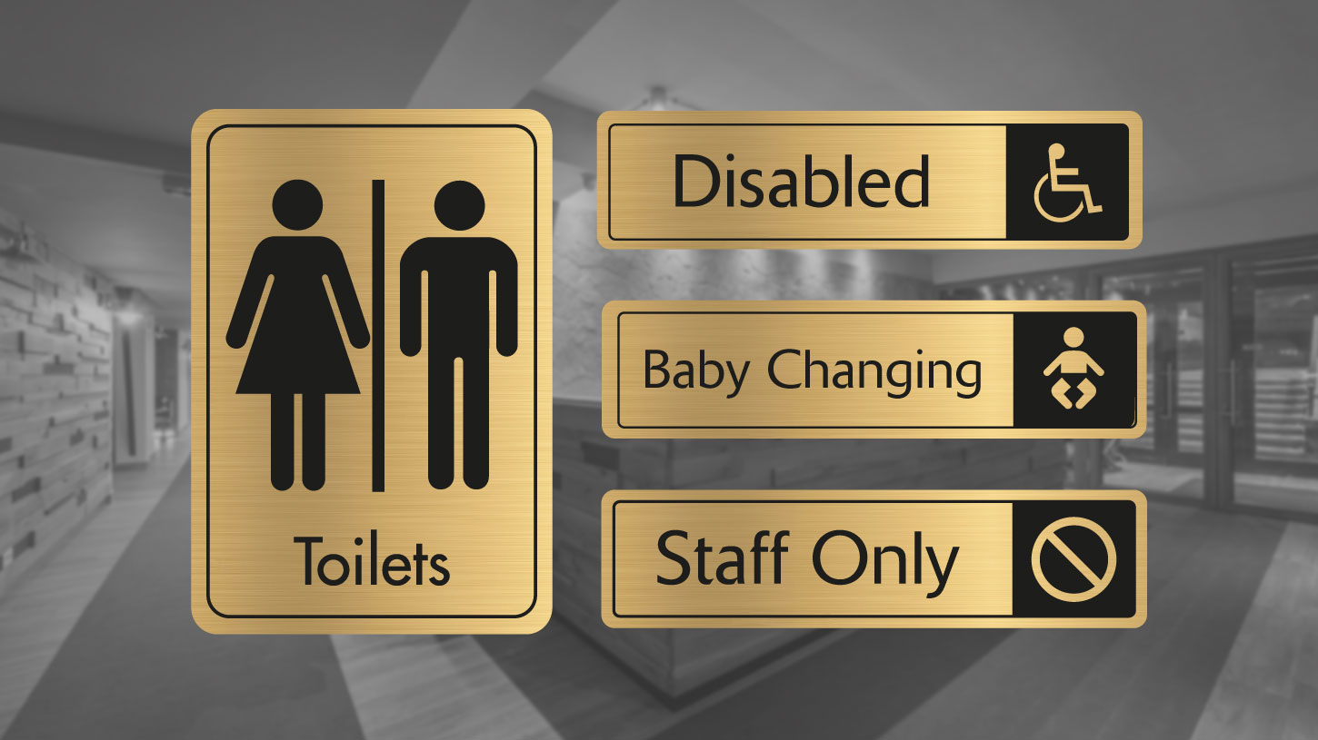 Mercury Black on Gold Door Signs
