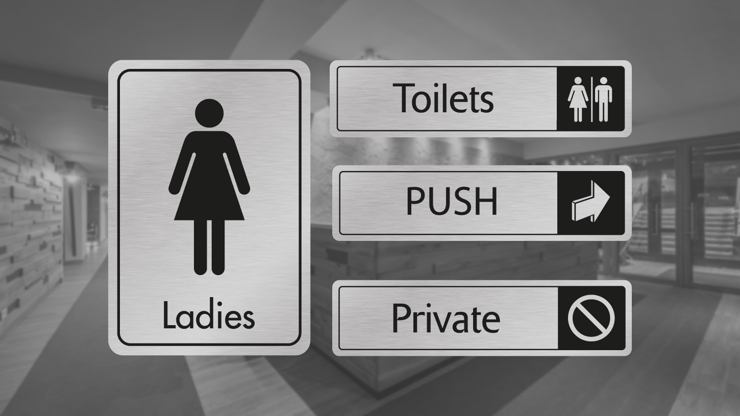 Mercury Black on Silver Door SIgns