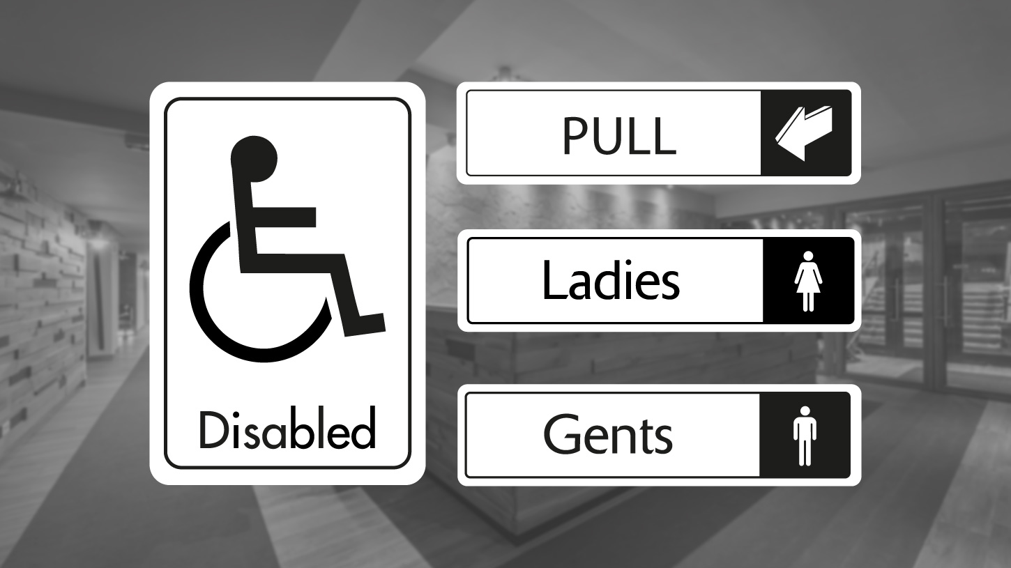 Mercury Black on White Door Signs