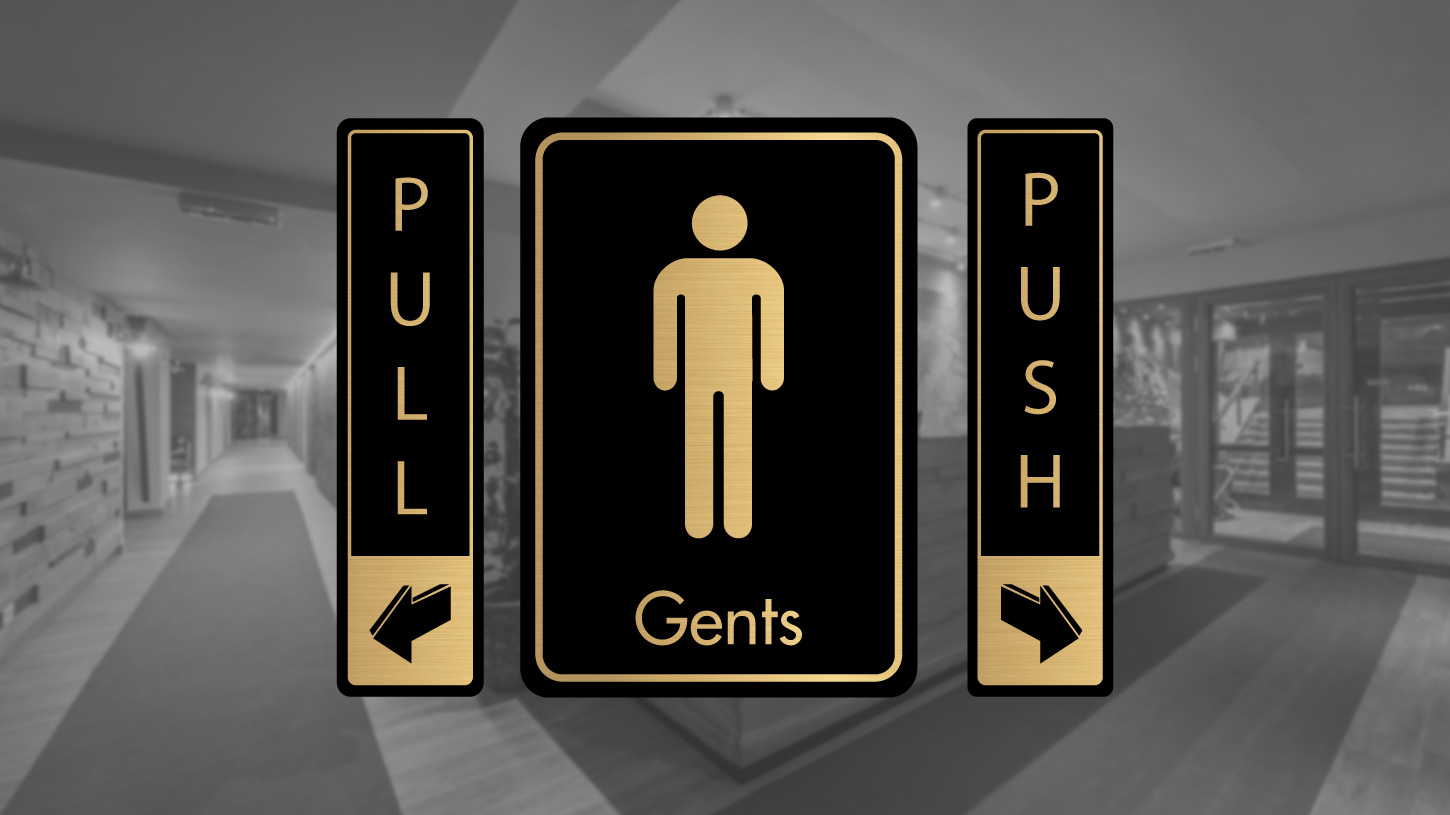 Mercury Gold on Black Door Signs