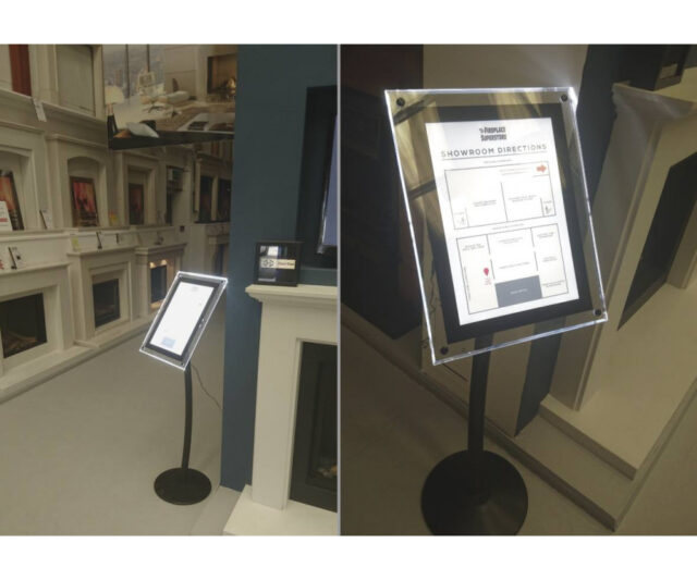 back lit freestanding poster