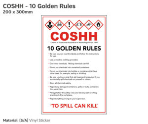 COSHH The 10 Golden Rules - Staff Safety Guidance Notice