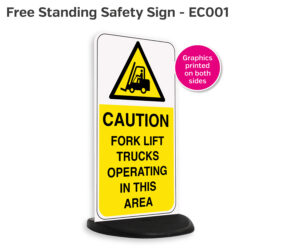 ec001 caution forklift trucks free standing