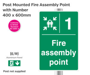 es270 post mounted fire assembly point with number 400x600