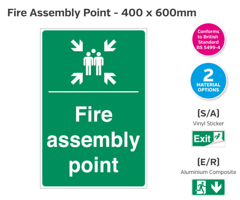 Wall Mounted Fire Assembly Point Sign - 400 x 600mm - Mileta Signs and ...