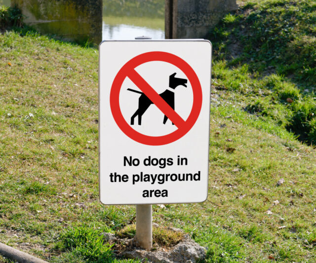 ps265 ps266 no dogs in playground wall post sign 200x300