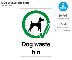 Dogs Waste Bin - Dog Walker Notice - Wall or Post Mounted