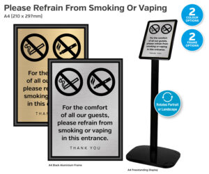 ps538-539-540-541 hospitality please refrain smoking vaping a4