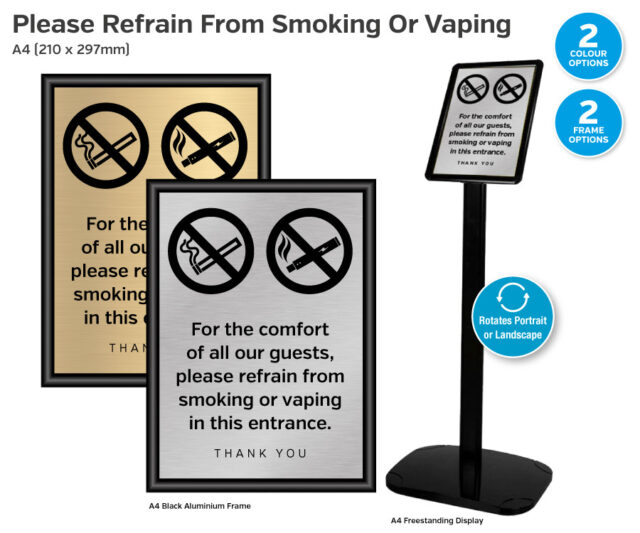 ps538-539-540-541 hospitality please refrain smoking vaping a4