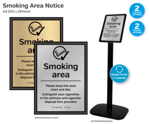 Smoking Area Notice - A4 Framed