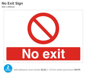 No Exit Sign - 300 x 200mm