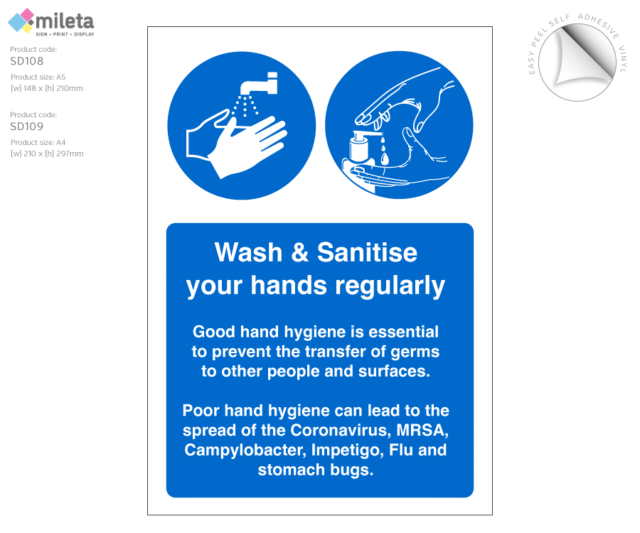 Wash & Sanitise Your Hands Regularly - Vinyl Sticker