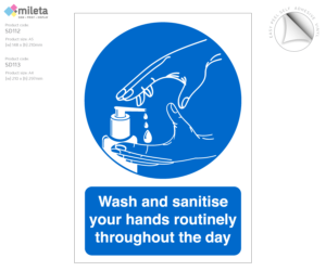 Wash & Sanitise Your Hands Routinely Throughout The Day - Vinyl Sticker