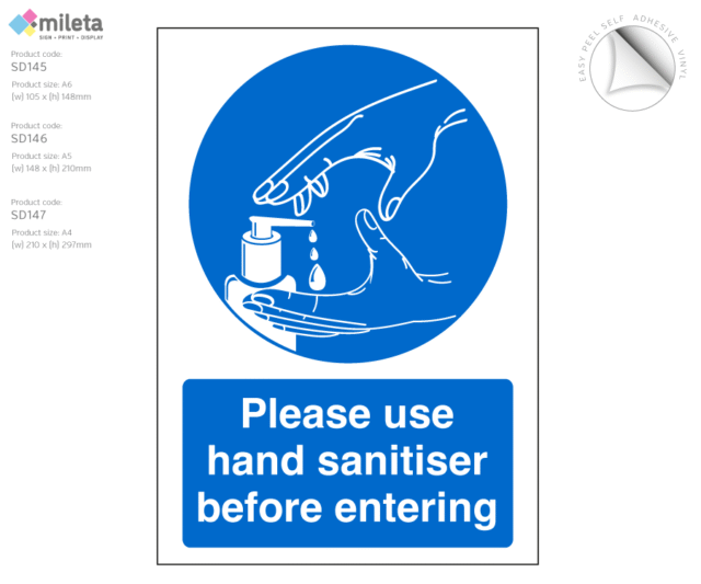 Please Use Hand Sanitiser Before Entering - Vinyl Sticker