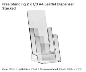 CT016 2x 1/3 A4 Freestanding Leaflet Dispenser Stacked