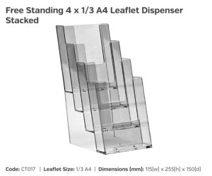 CT017 4x 1/3 A4 Freestanding Leaflet Dispenser Stacked