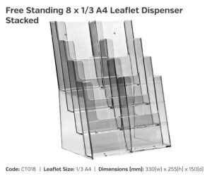 CT018 8x 1 3 A4 Freestanding Leaflet Dispenser Stacked