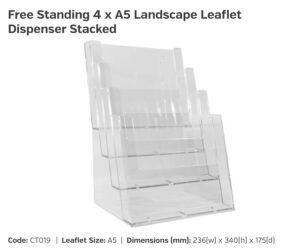 CT0194x A5 Freestanding Landscape Leaflet Dispenser Stacked