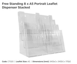 CT020 8x A5 Freestanding Portrait Leaflet Dispenser Stacked