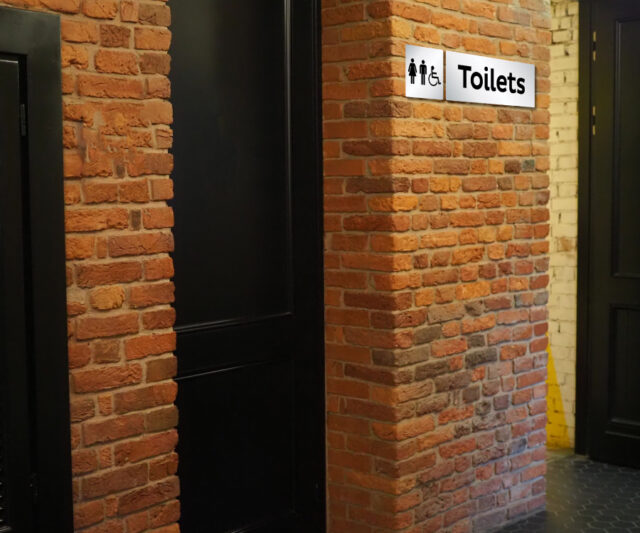 Small Silver Toilet Directional