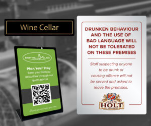 Custom Printed Hotel & Bar Notices