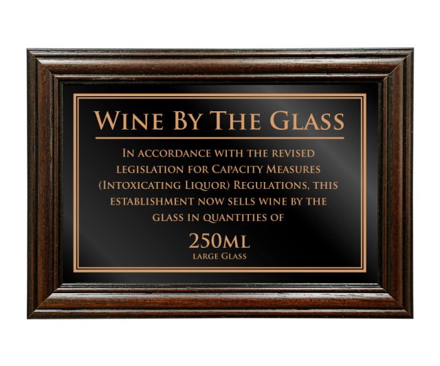 Wine served by the Glass in 250ml Measures Notice - Image 2