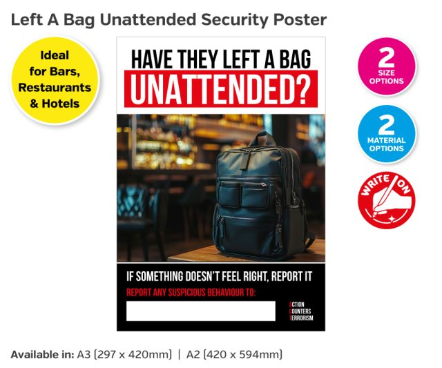 Have They Left A Bag Unattended Poster (Hospitality)