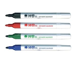Mixed Colour Dry Wipe Pens (Black, Red, Green & Blue)