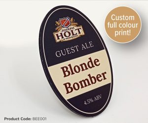 Bespoke Full Colour Custom Printed Oval Bar Pump Badge