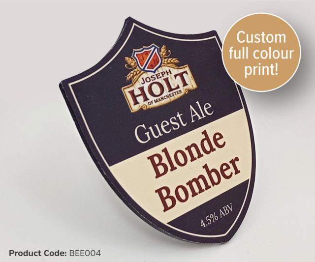 Traditional Shield Full Colour Custom Printed Bar Pump Badge