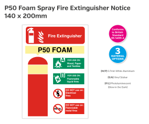 P50 Foam Fire Extinguisher Notice