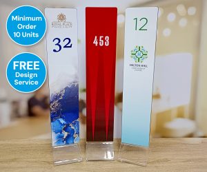 Extra Tall Clear Acrylic Function Room Table Numbers - Any Number, Any Design