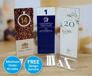 Clear Acrylic Function Room Table Numbers - Any Number, Any Design