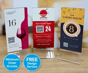 Wide Clear Acrylic Function Room Table Numbers - Any Number, Any Design