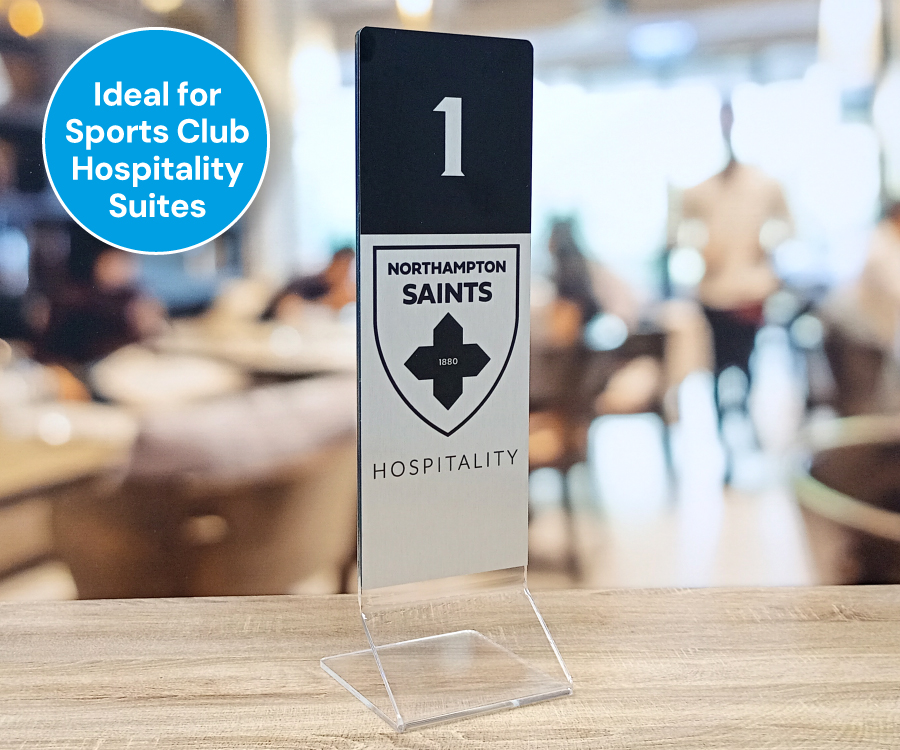 Clear Acrylic Function Room Table Numbers - Brushed Silver - Image 2