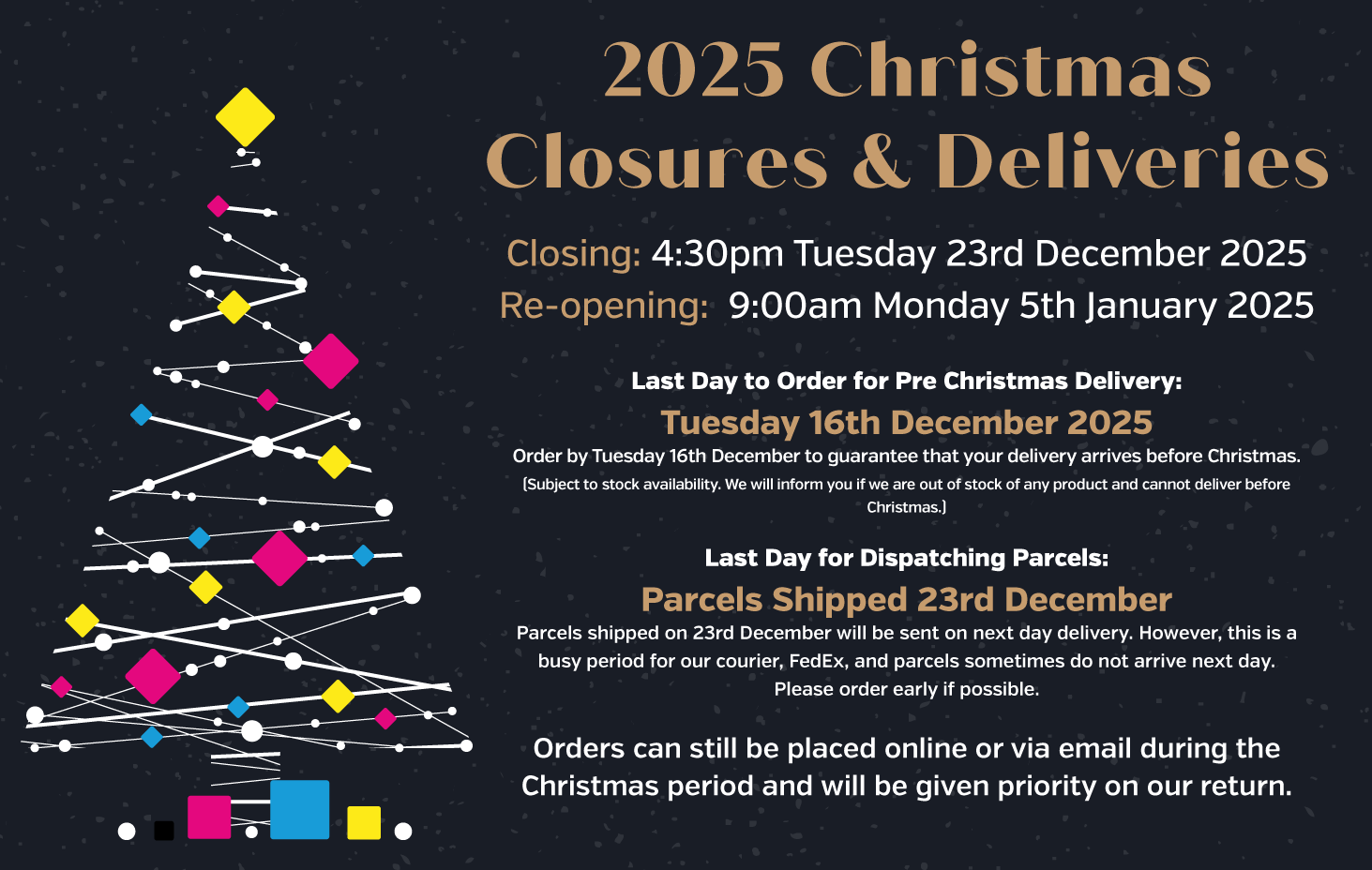 Christmas Open & Closing Times 2025/26