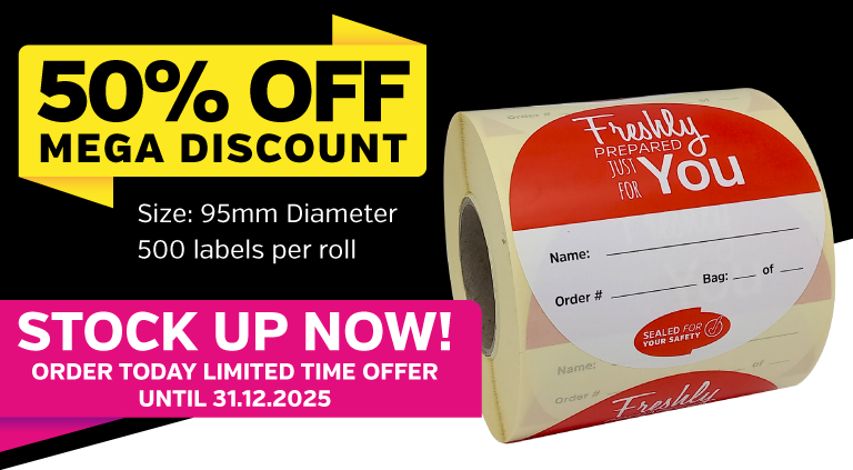 DY082 Take Away Food Delivery Labels